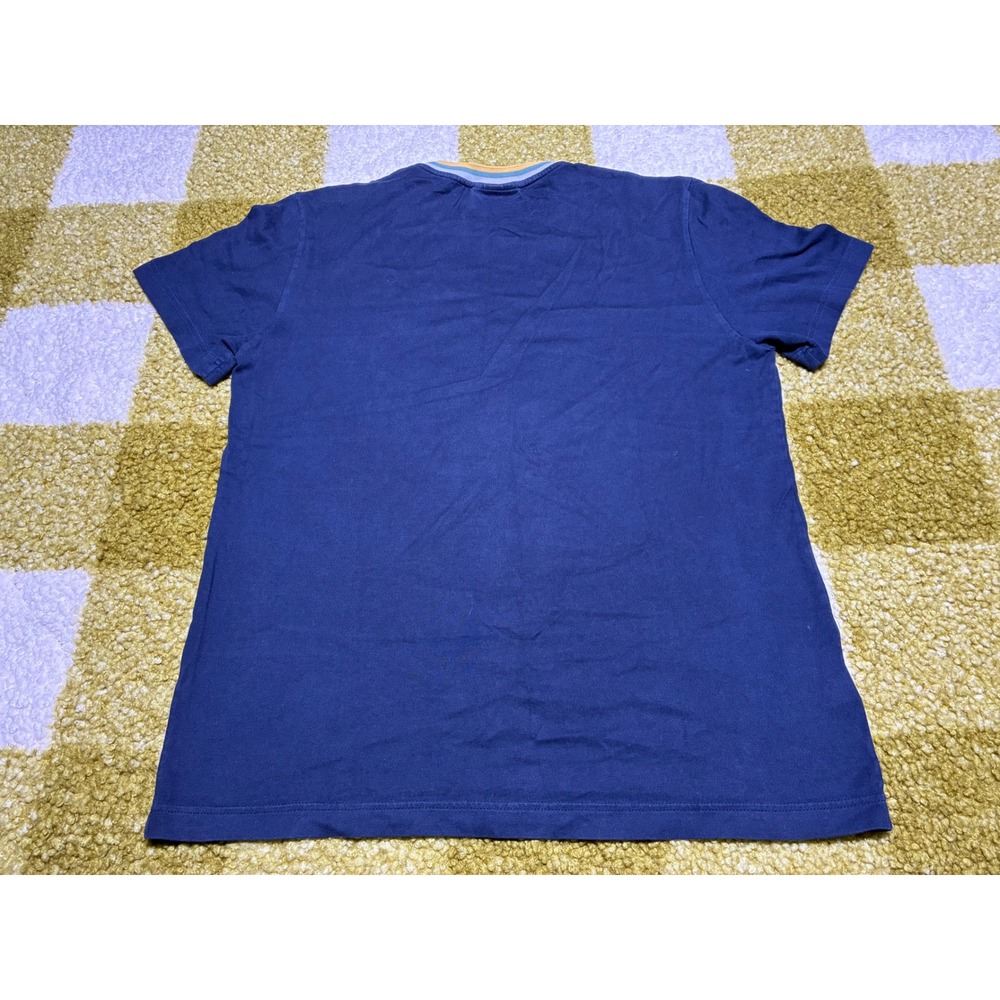 Lacoste Mens Navy Blue Striped Ribbed Collar T-Shirt Regular‎ Fit Size M FR 4 - Picture 6 of 6